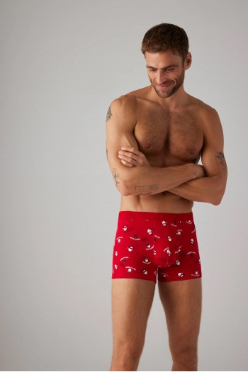 YSABEL MORA Y20385, Ανδρικό Xmas Set Boxer and Socks, ΚΟΚΚΙΝΟ